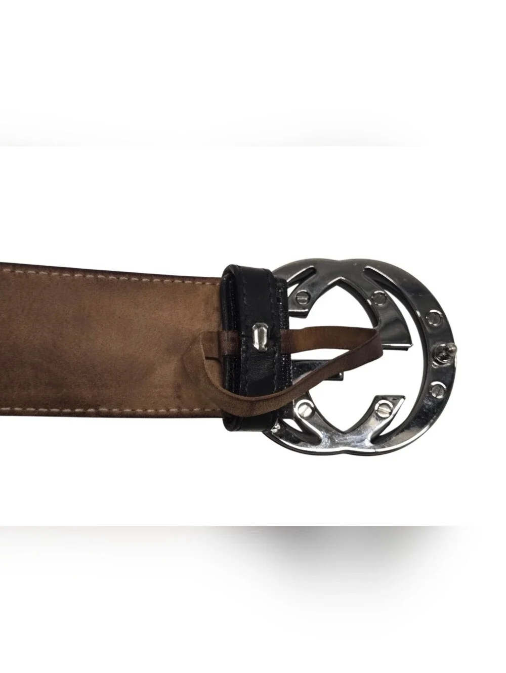Gucci Black Imprime Black Belt with Interlocking GG Buckle Sz‎ 38